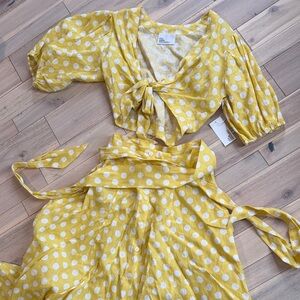 Lisa Marie Fernandez Yellow and White Polka Dot Set